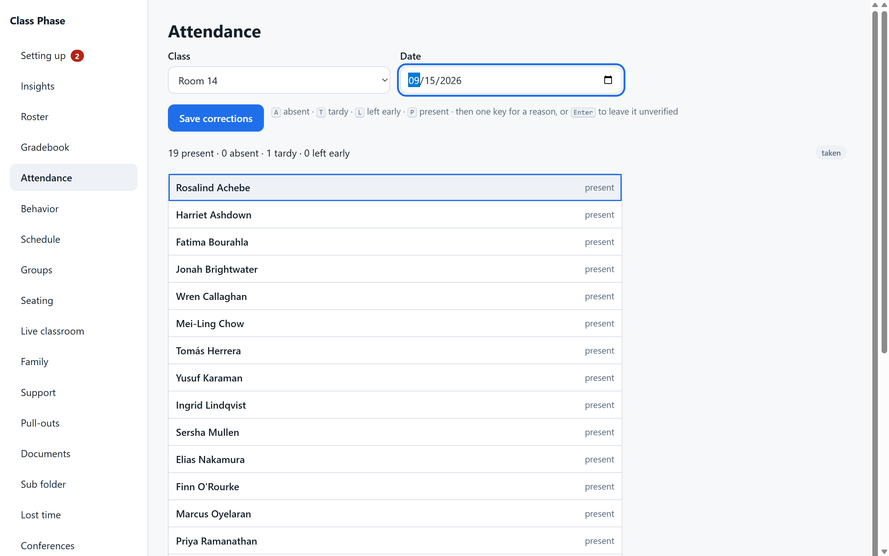 Class Phase — Attendance
