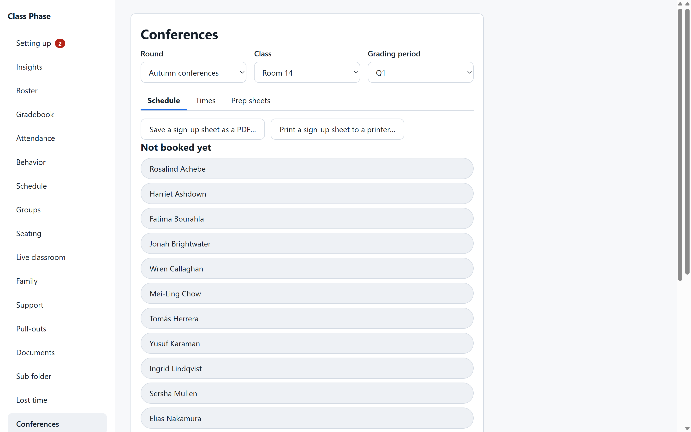 Class Phase — Conferences