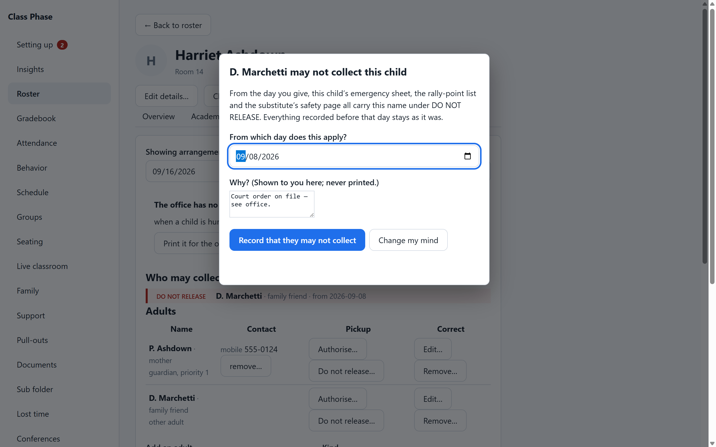 Class Phase — Pickup authorization