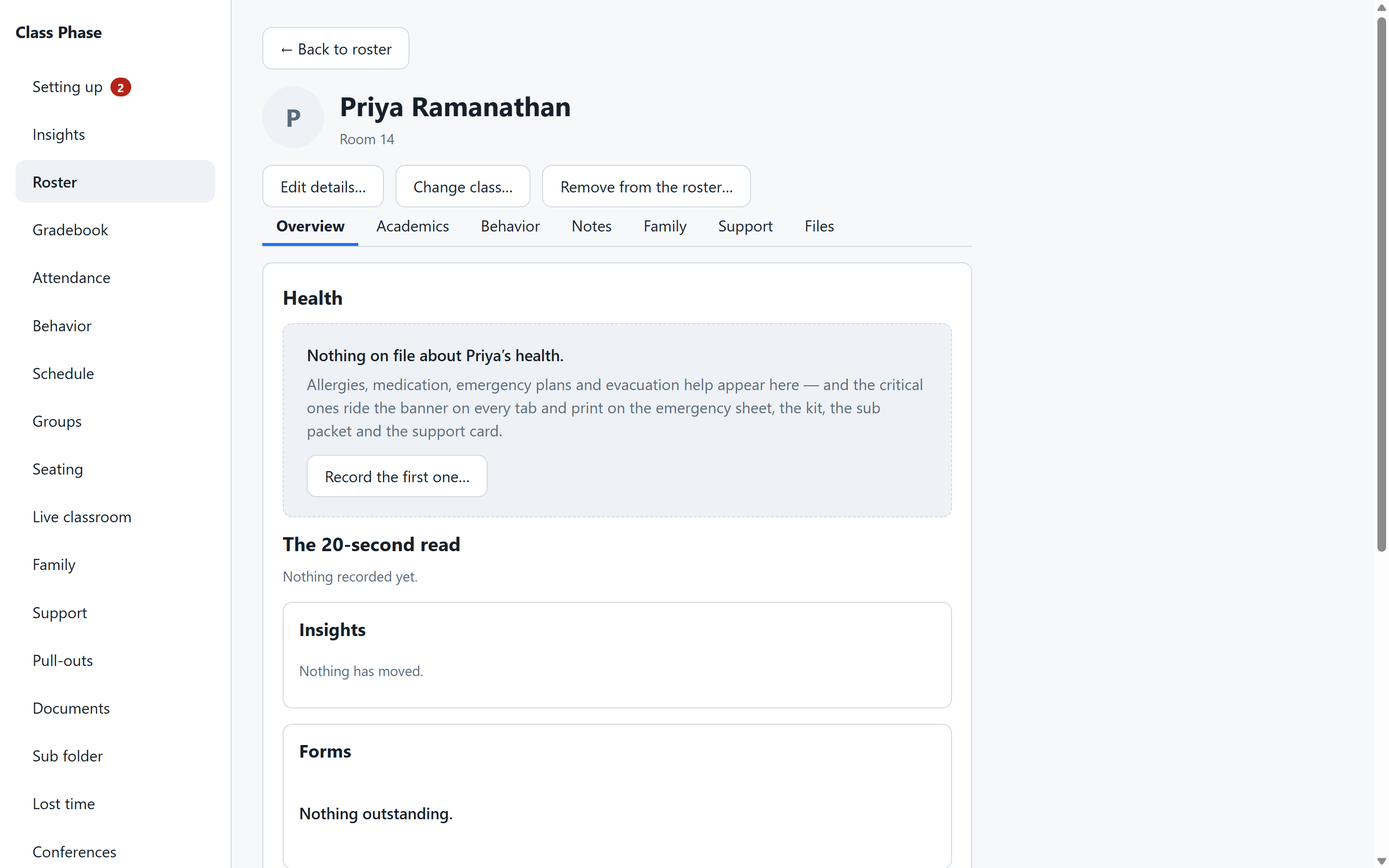 Class Phase — Student profile