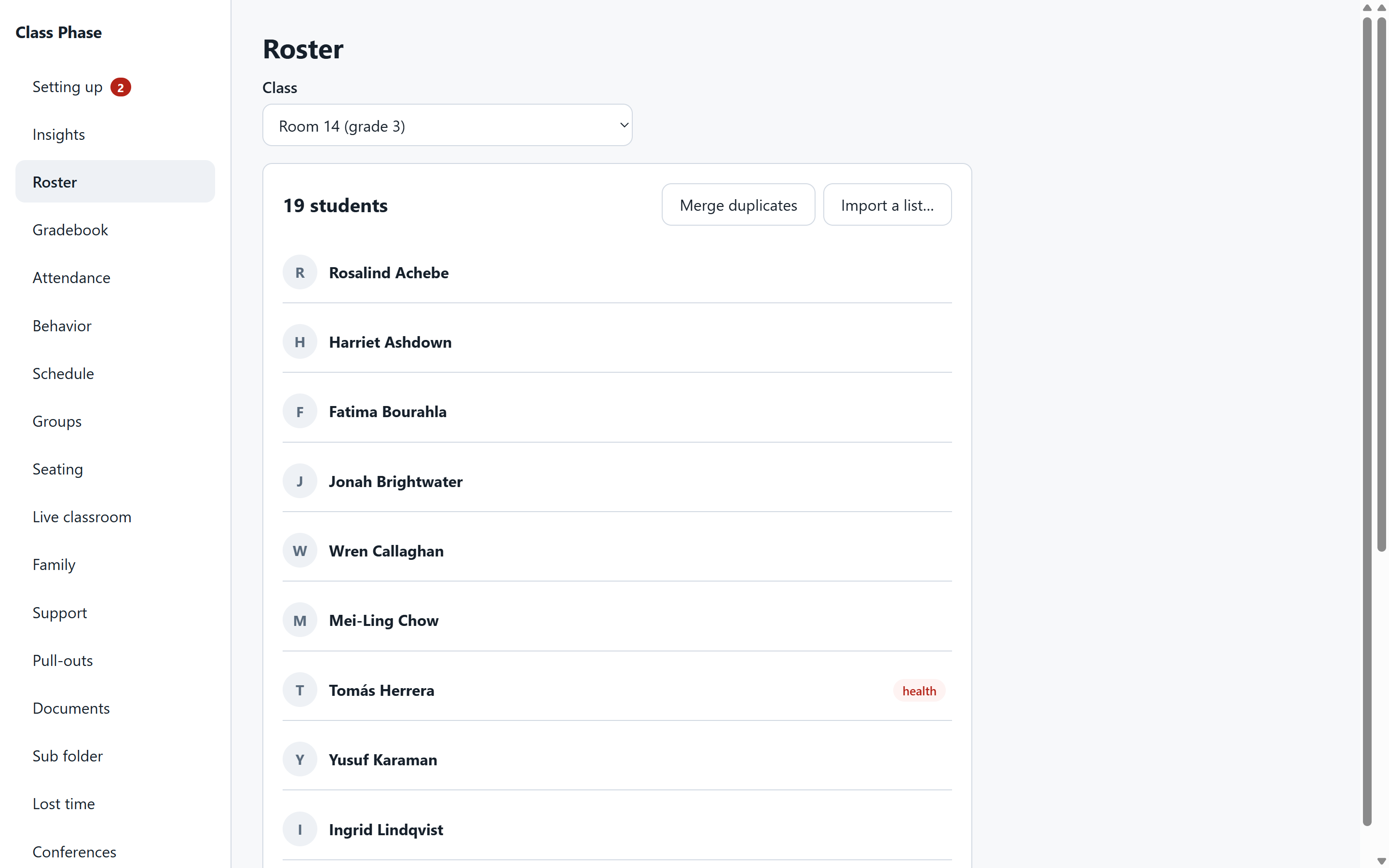 Class Phase — Roster