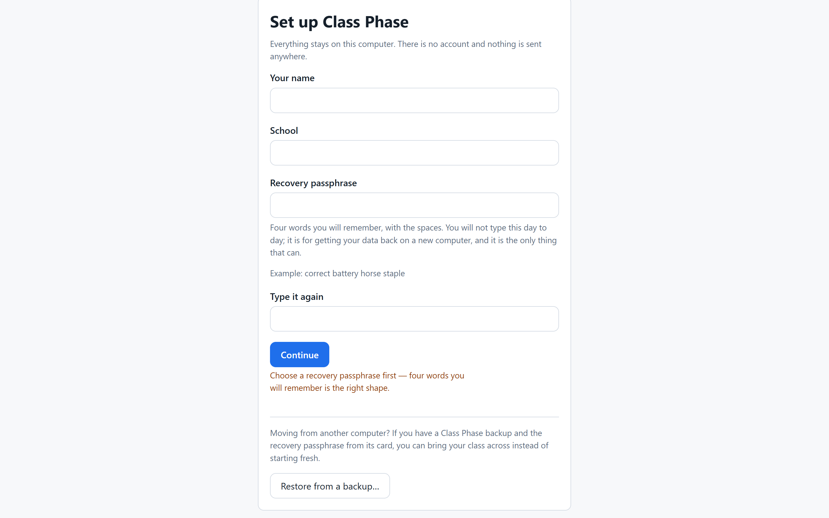 Class Phase — First run